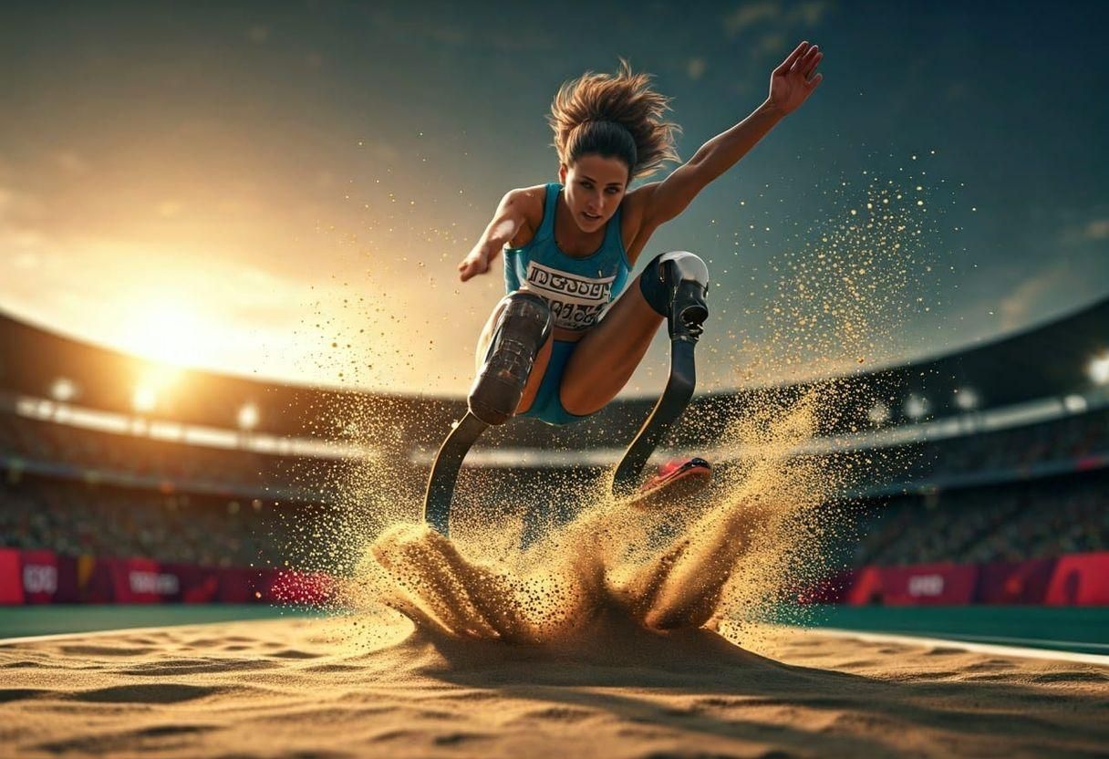 Paralympic Athlete Long Jump: Digital Illustration