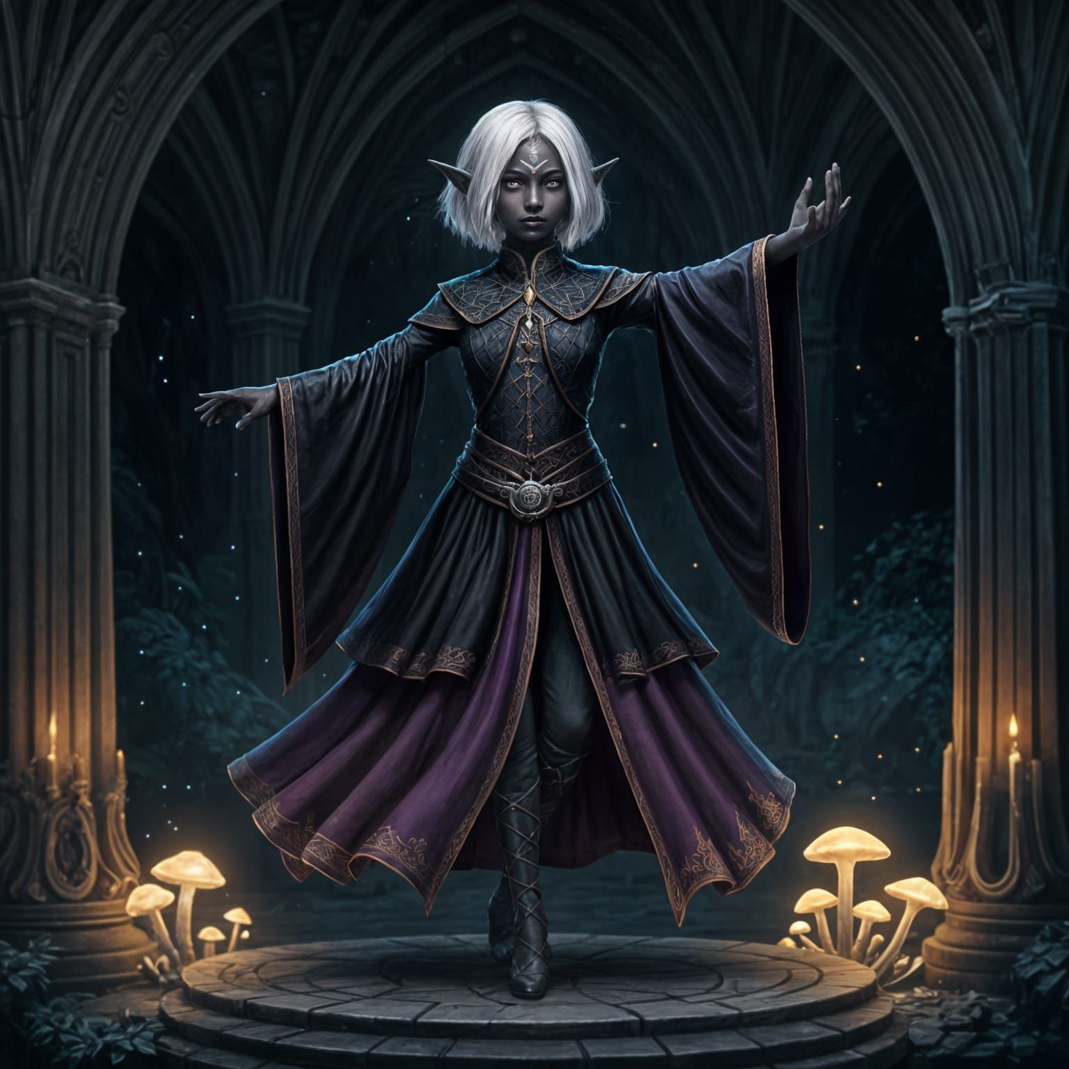 Drow Shadow Dancer in Mystical Fantasy Illustration