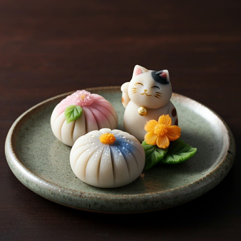 Delicate Nerikiri Sweets Still Life