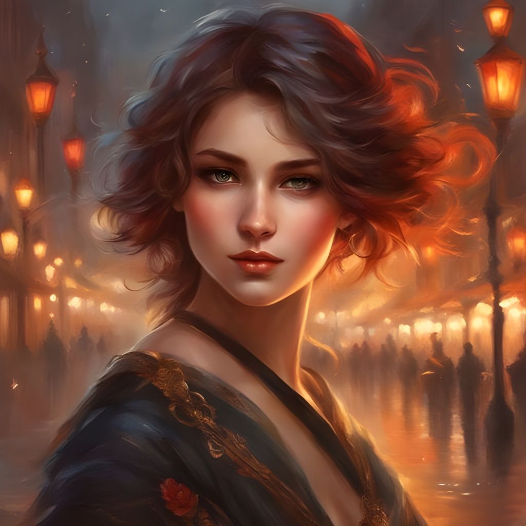 Beautiful French Girl Portrait in Royo Style