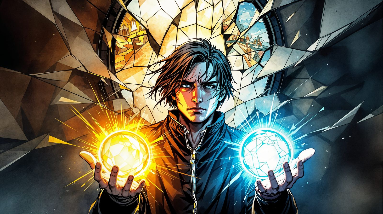 Dark Comic Portrait of Kaelen in Watercolor Gothic Style