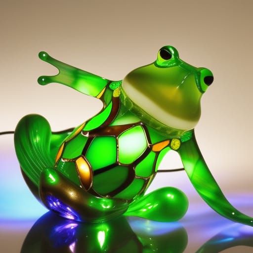 Tiffany-Style Stained Glass Frog Accent Lamp
