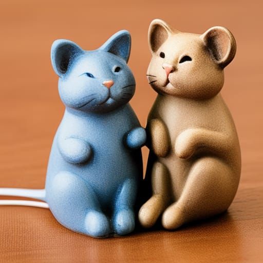 Playful Cat and Mouse Figurines