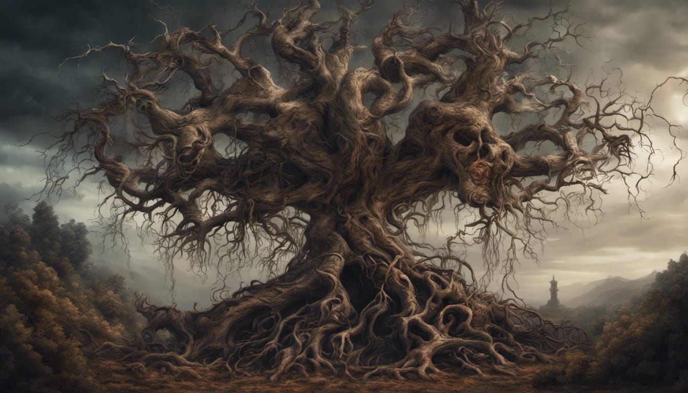 Detailed Dead Tree with Horror Elements