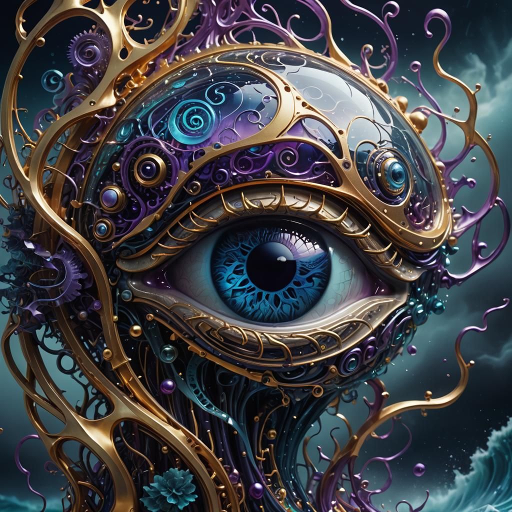 Biomechanical Eye and Brain in Glass, Surrealism