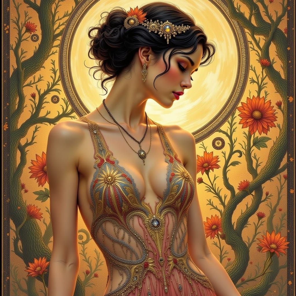 Elegant Flapper in Art Nouveau Style