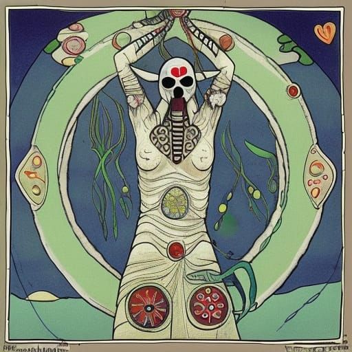 Medieval Psalter Scene with Symbolic Figures