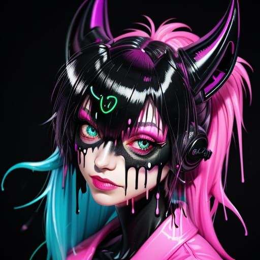 Surreal Close-up of Neon Bats in Vibrant Pink Spray Paint