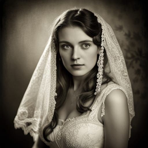 Gorgeous Bride in Vintage Black and White Portrait