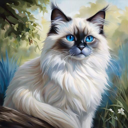 Cute Birman Cat Oil Painting by Hannah Dale