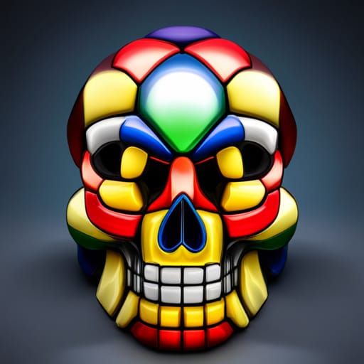 Hyperrealistic Skull with Rubik's Cubes