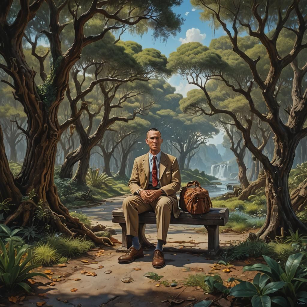 Forrest Gump in Salvador Dali Style Oil Painting