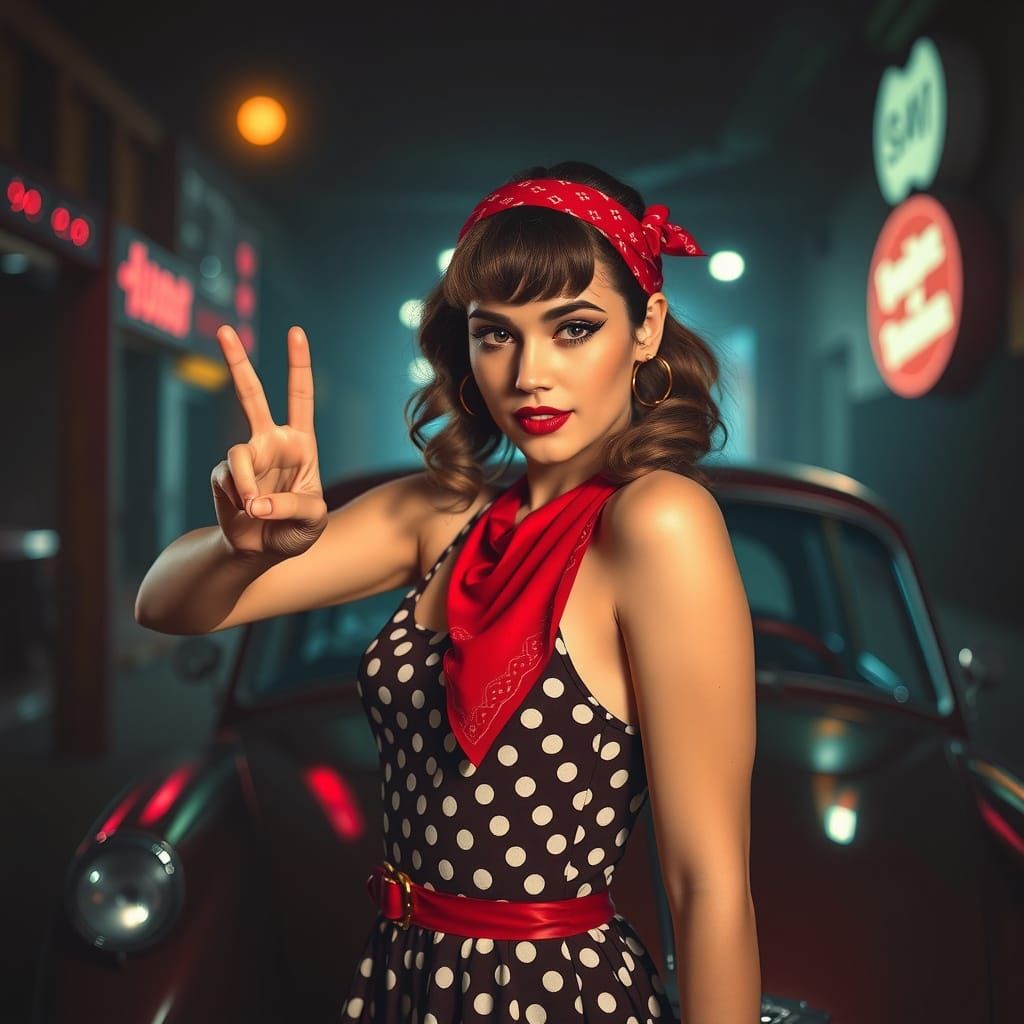 Retro Pinup Girl in Hyperrealistic Style
