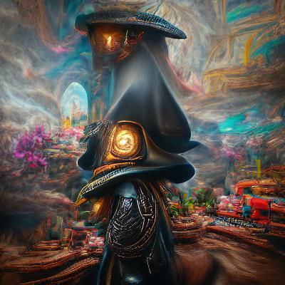 Steampunk Black Mage: Hyperrealistic Digital Illustration