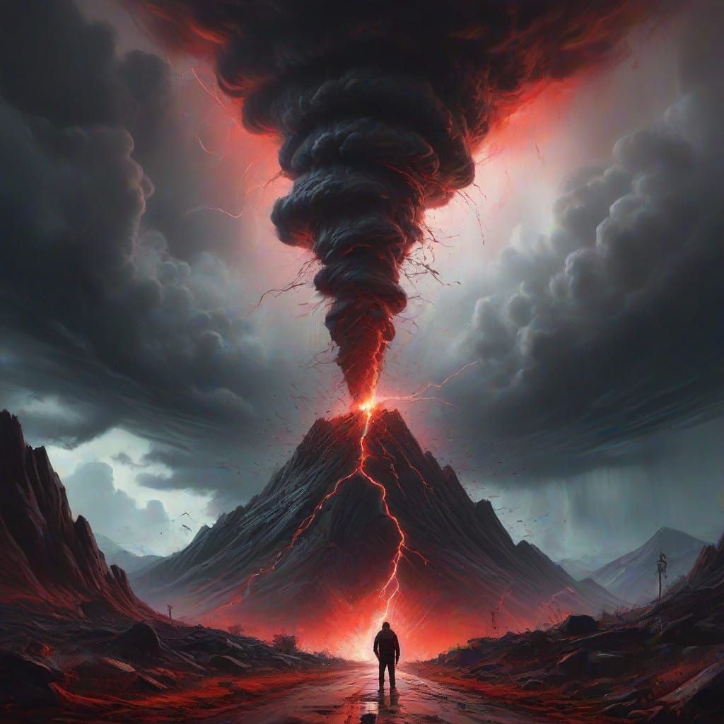 Cyberpunk Tornado Unleashed in a Street Art Nightmare