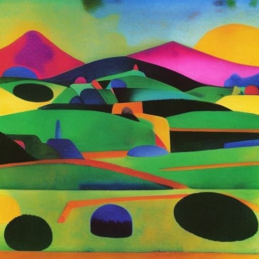 Surreal Scene with Gods and Veal Wagon: Expressionist Style