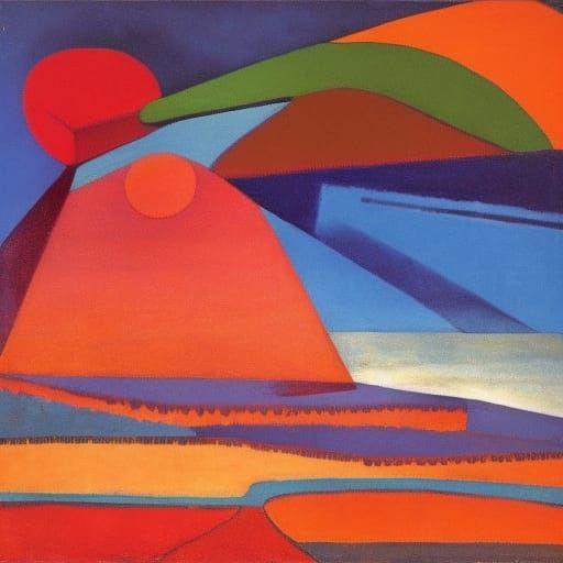 Surreal Clay Gods and Wagon, in Expressionist Style