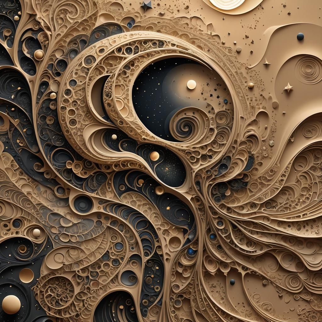 Abstract Fractal Spirit Emerges from Desert Sand
