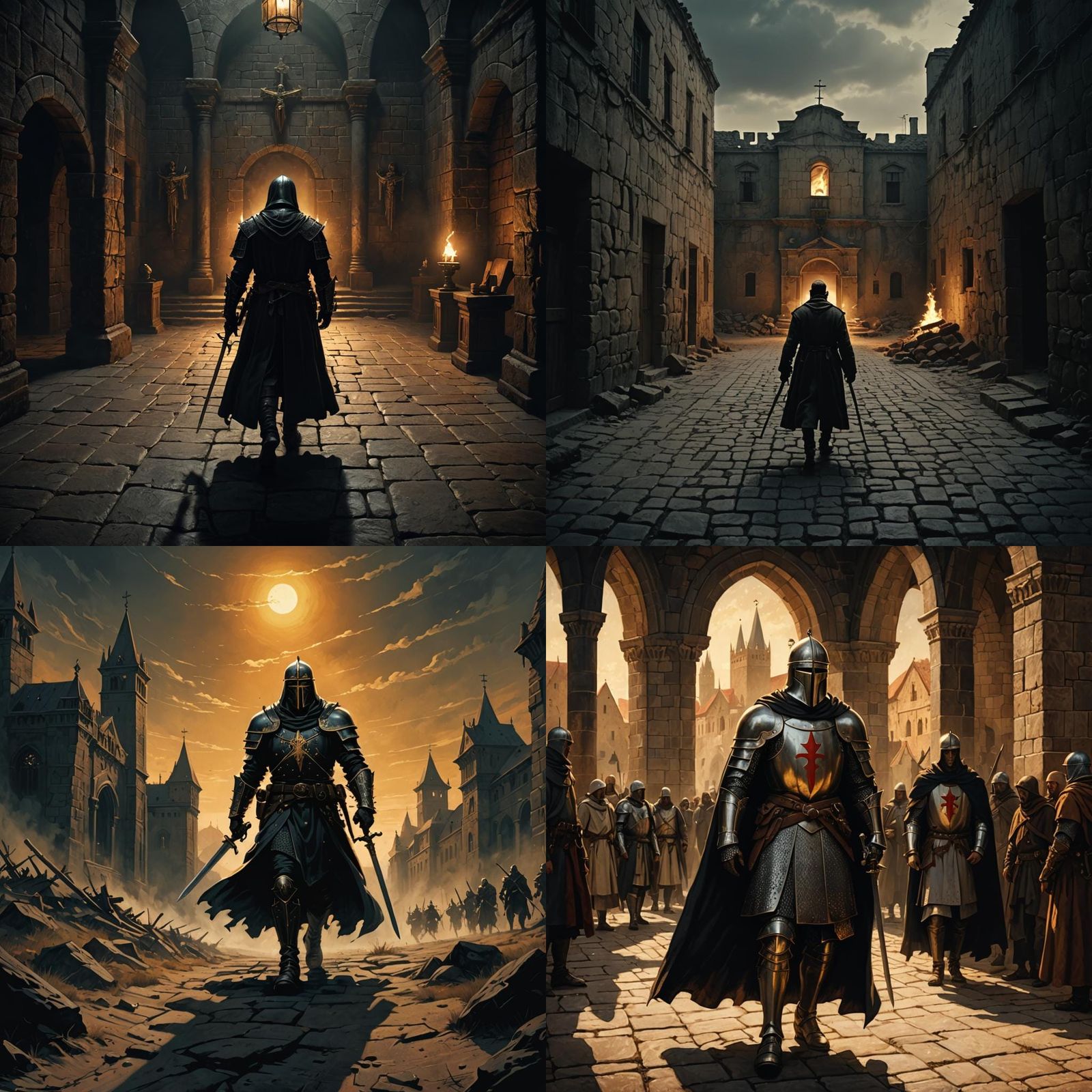 Lone Templar Approaches Judge in Setting Sun