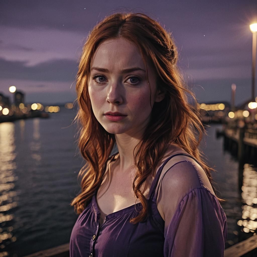 Dramatic Close-Up of Amy Pond at Sunset