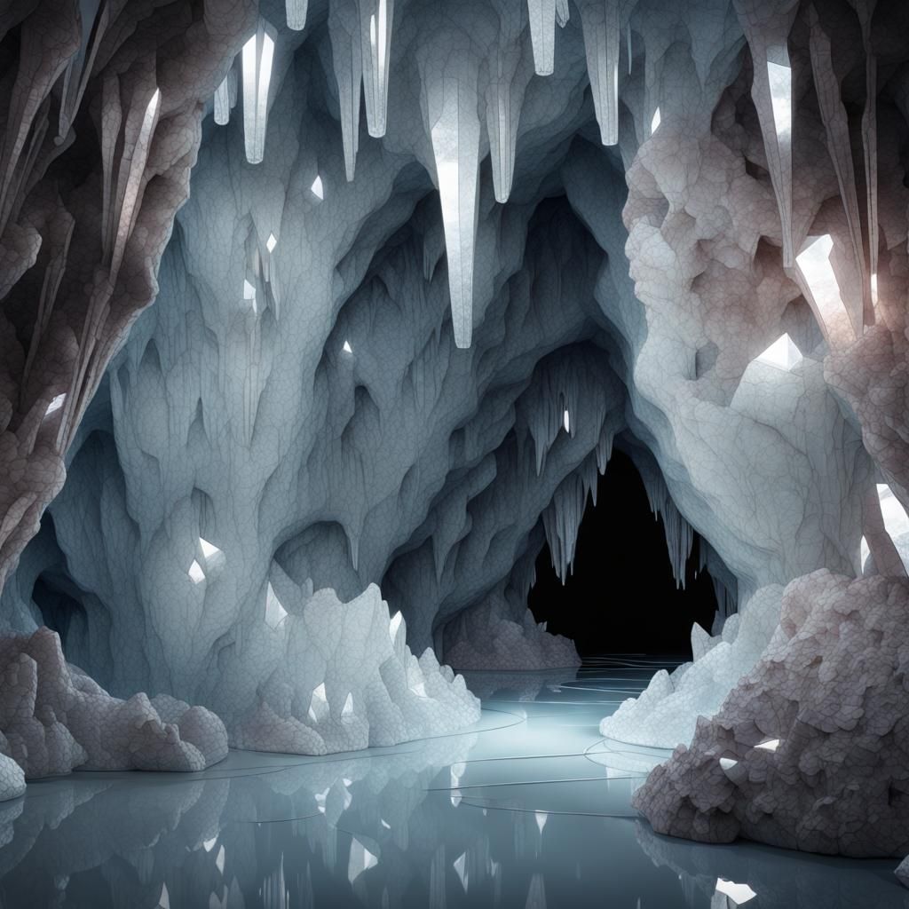 Intricately Detailed Crystal Cave Rendered in Blender