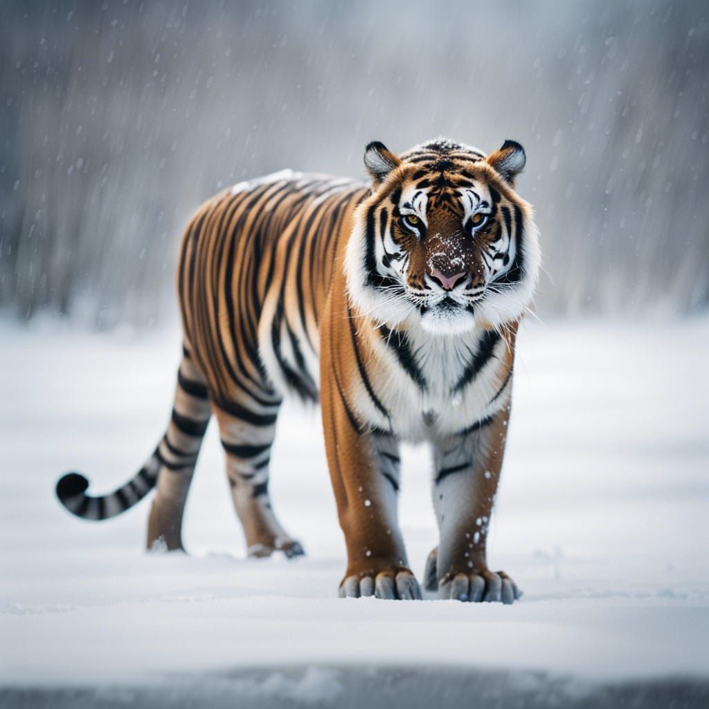 Tiger in a Snowstorm: Professional Photography
