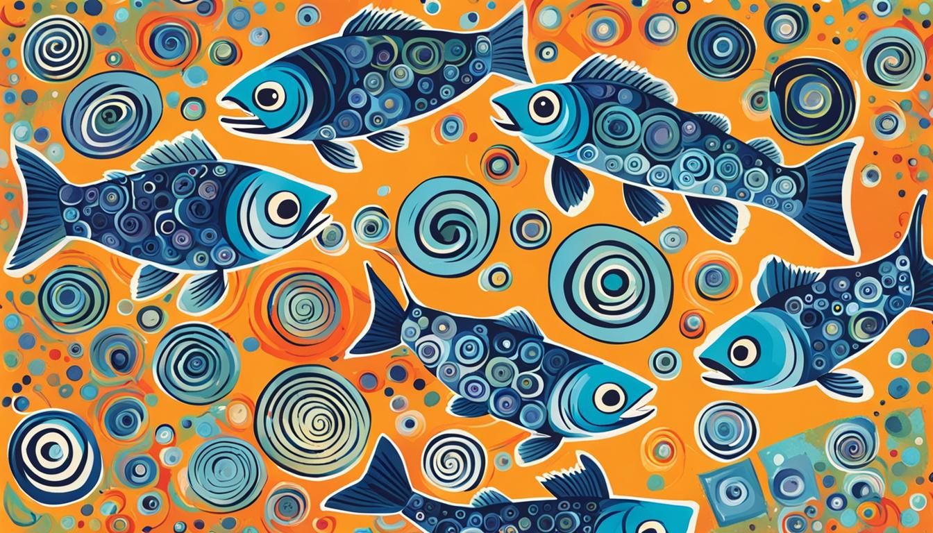 Eerie Fish Vortex in Junji Ito Style