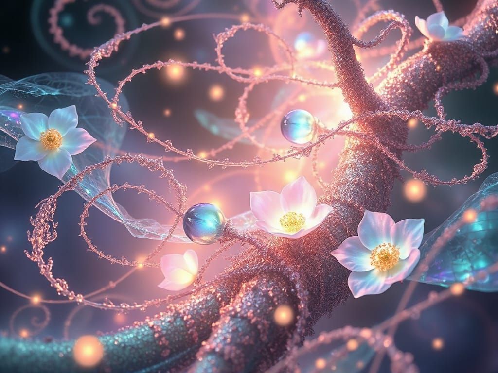 Bioluminescent Blooms and Fractals in Surreal Dreamscape