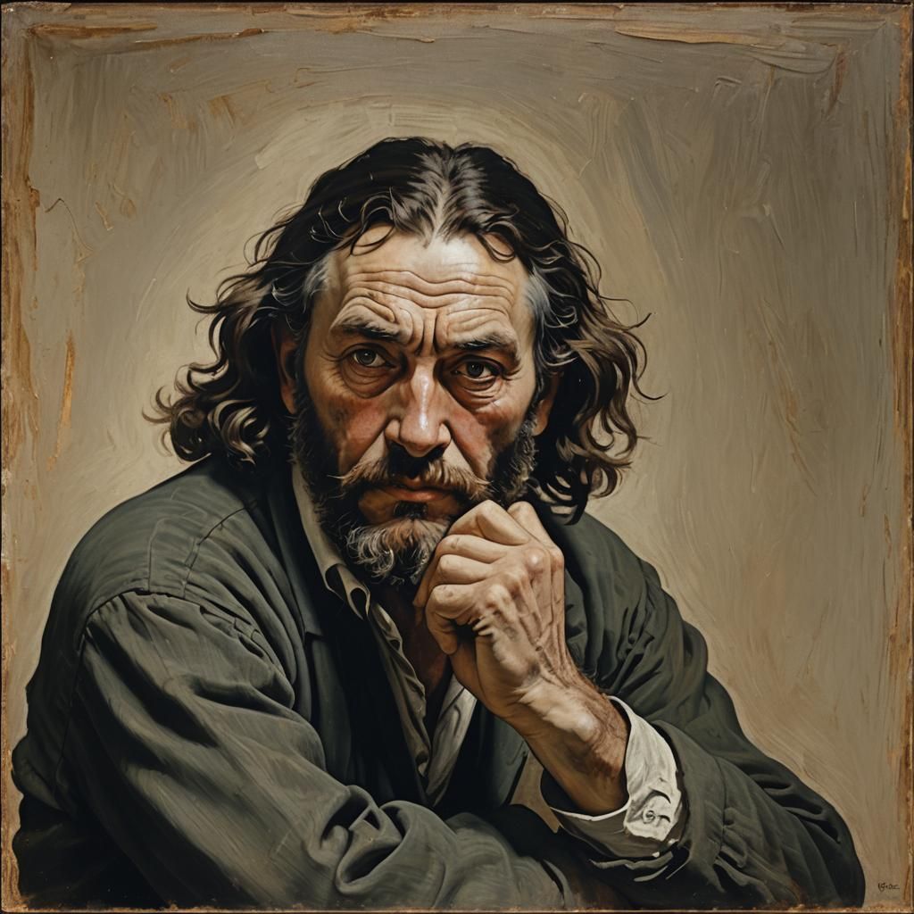 Intense Portrait of a Painter in Hyper-Realistic Style