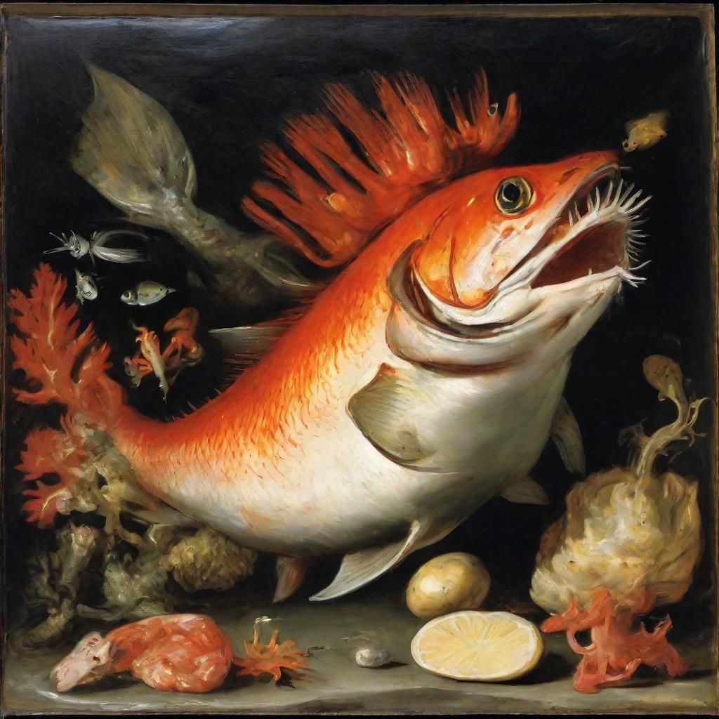 Mousefish Nibbling Cheese Corals: Ocean Creature Art