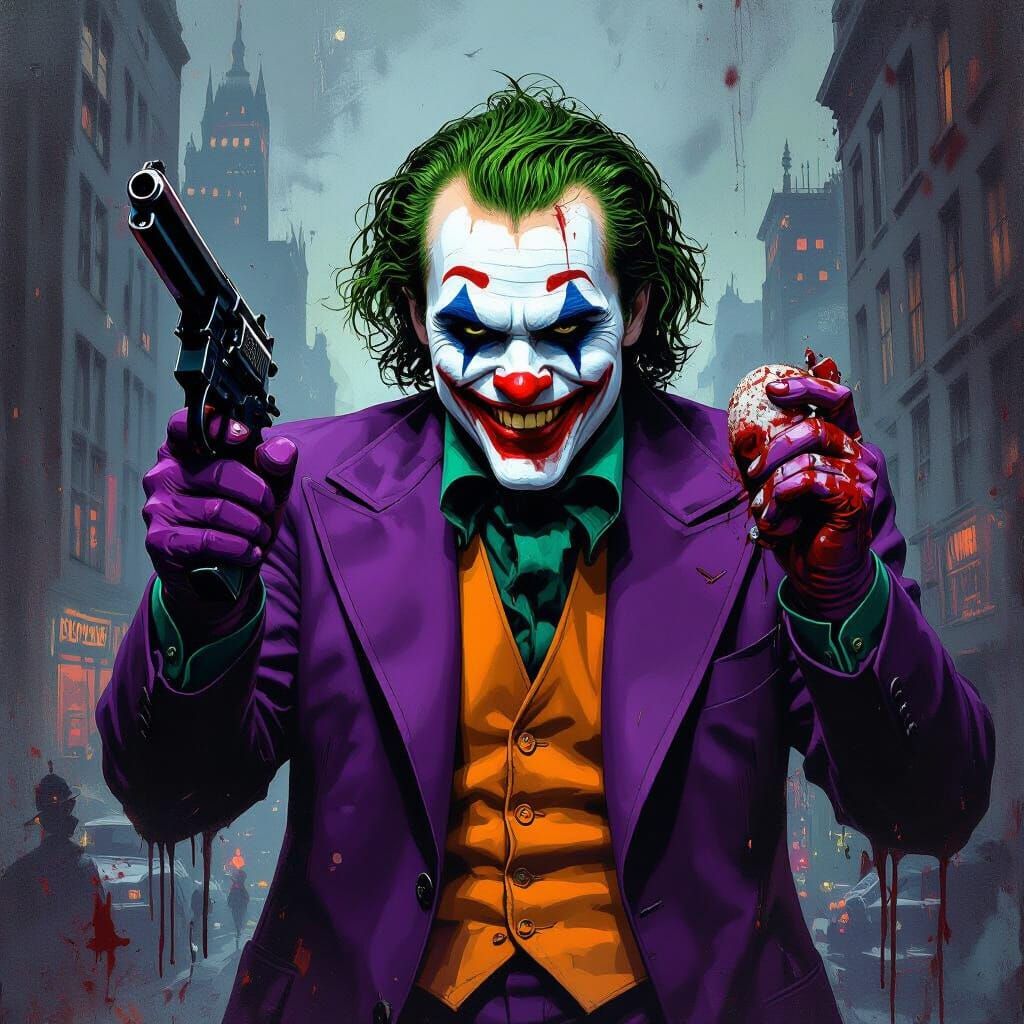 Menacing Joker in Gothic Noir Style