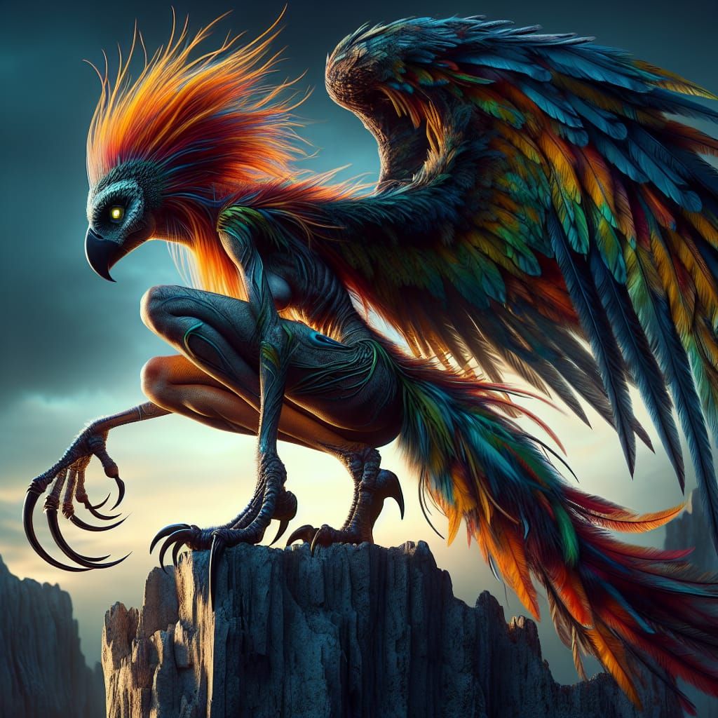 colourful harpy on the watch