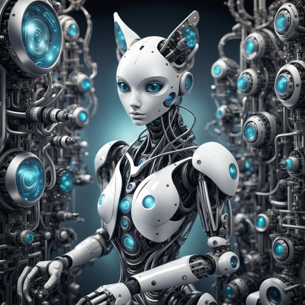 Futuristic Humanoid City with Robotic Helpers