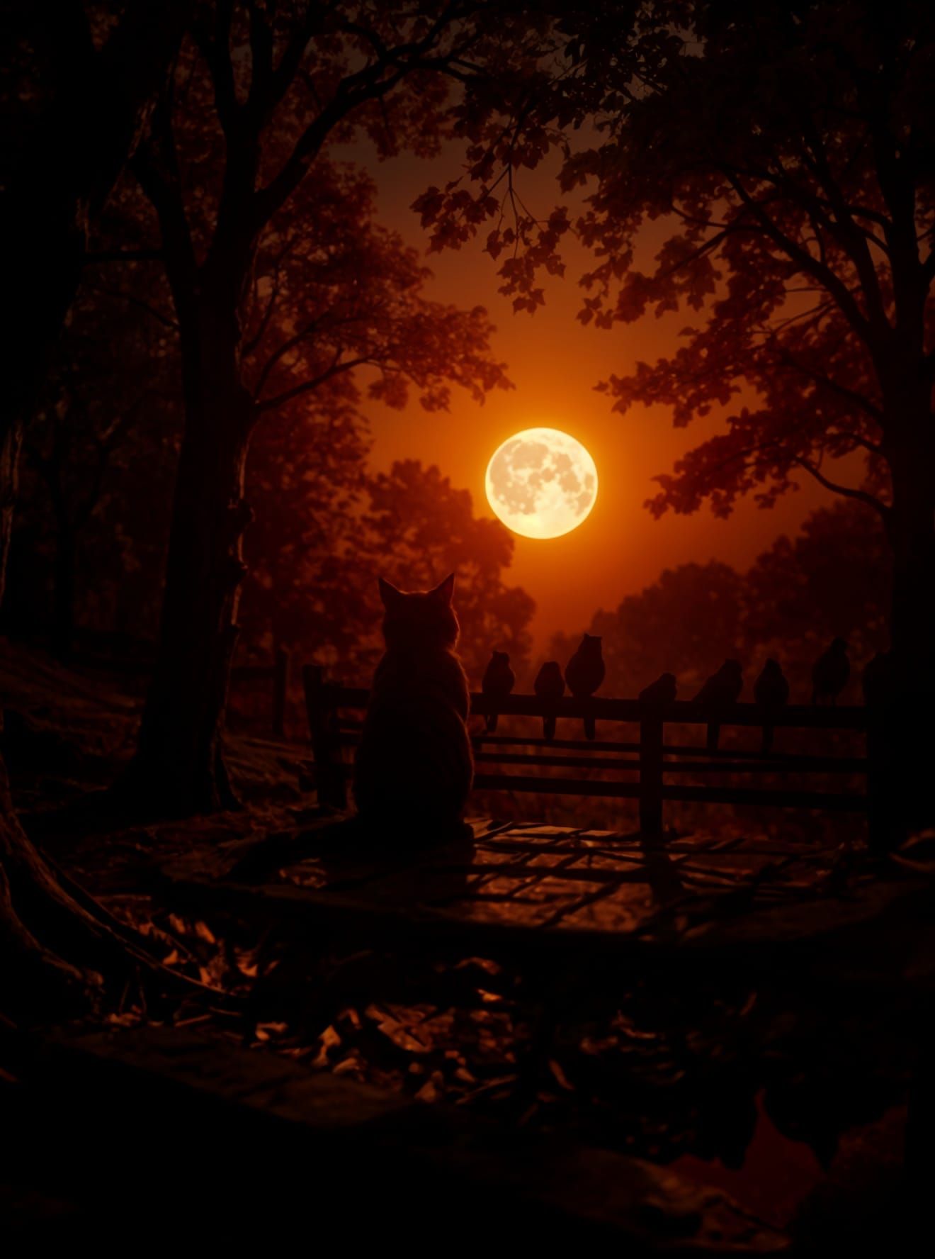 Smokey Sunset with Evening Moon