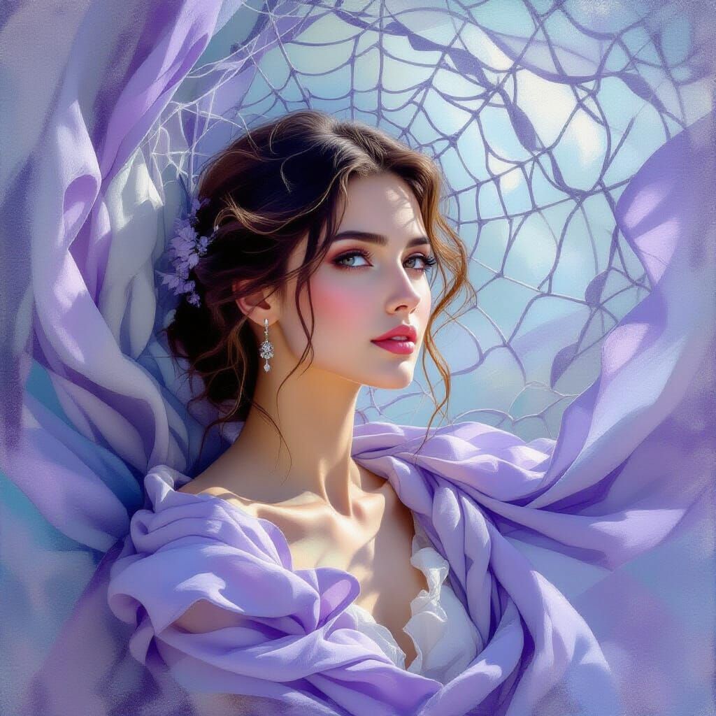 Ethereal Woman Portrait in Post-Impressionist Style