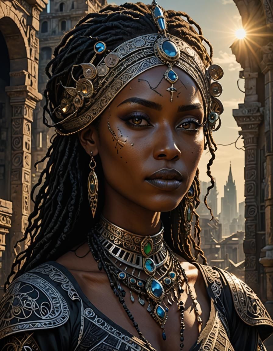 Mysterious Voodoo Priestess in a Ruined City