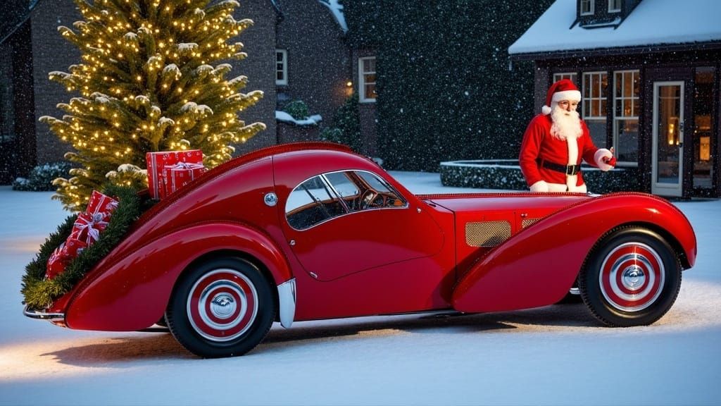 Bugatti Atlantic Sleigh in Festive Winter Wonderland