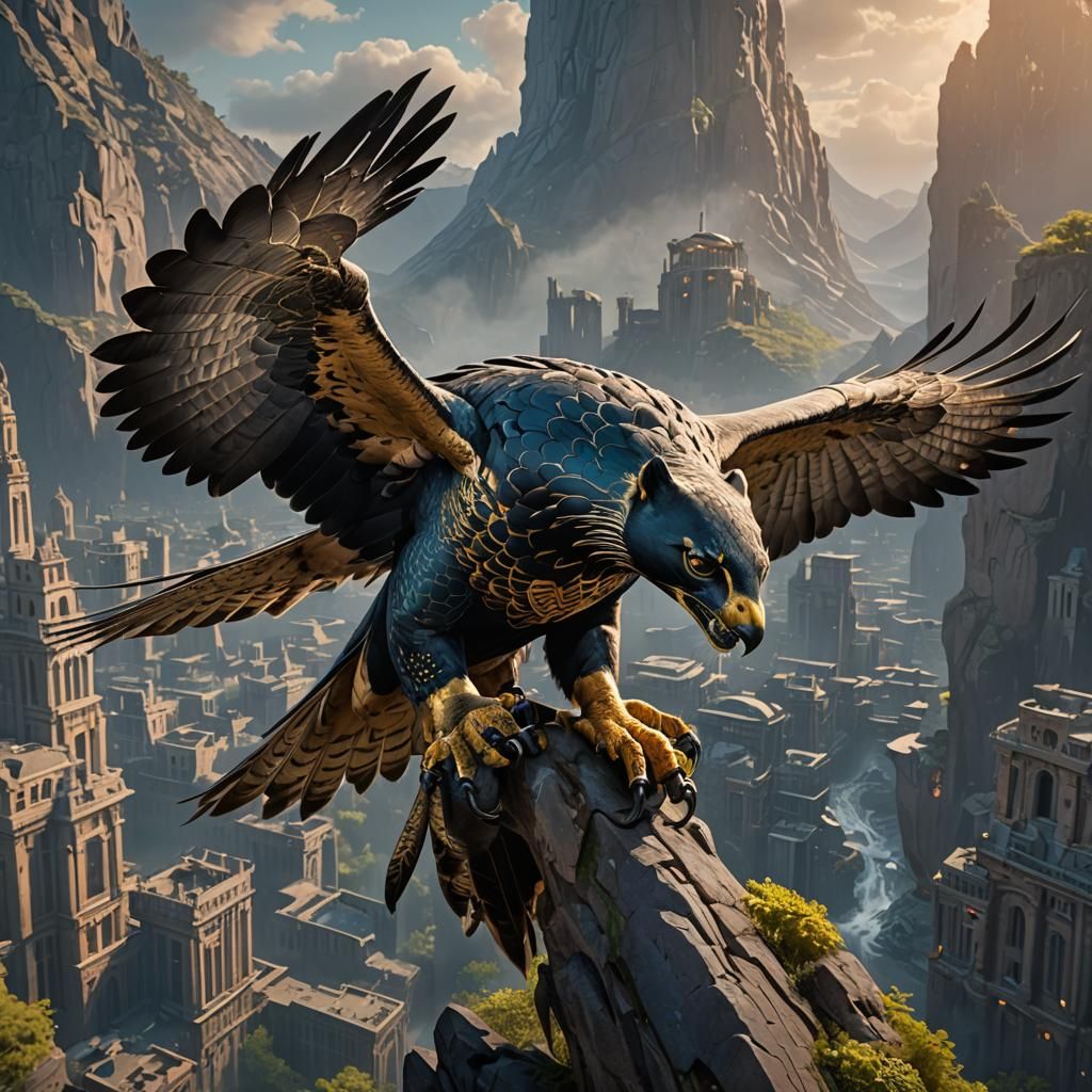 Panther Peregrine Falcon Hybrid in Detailed Digital Art