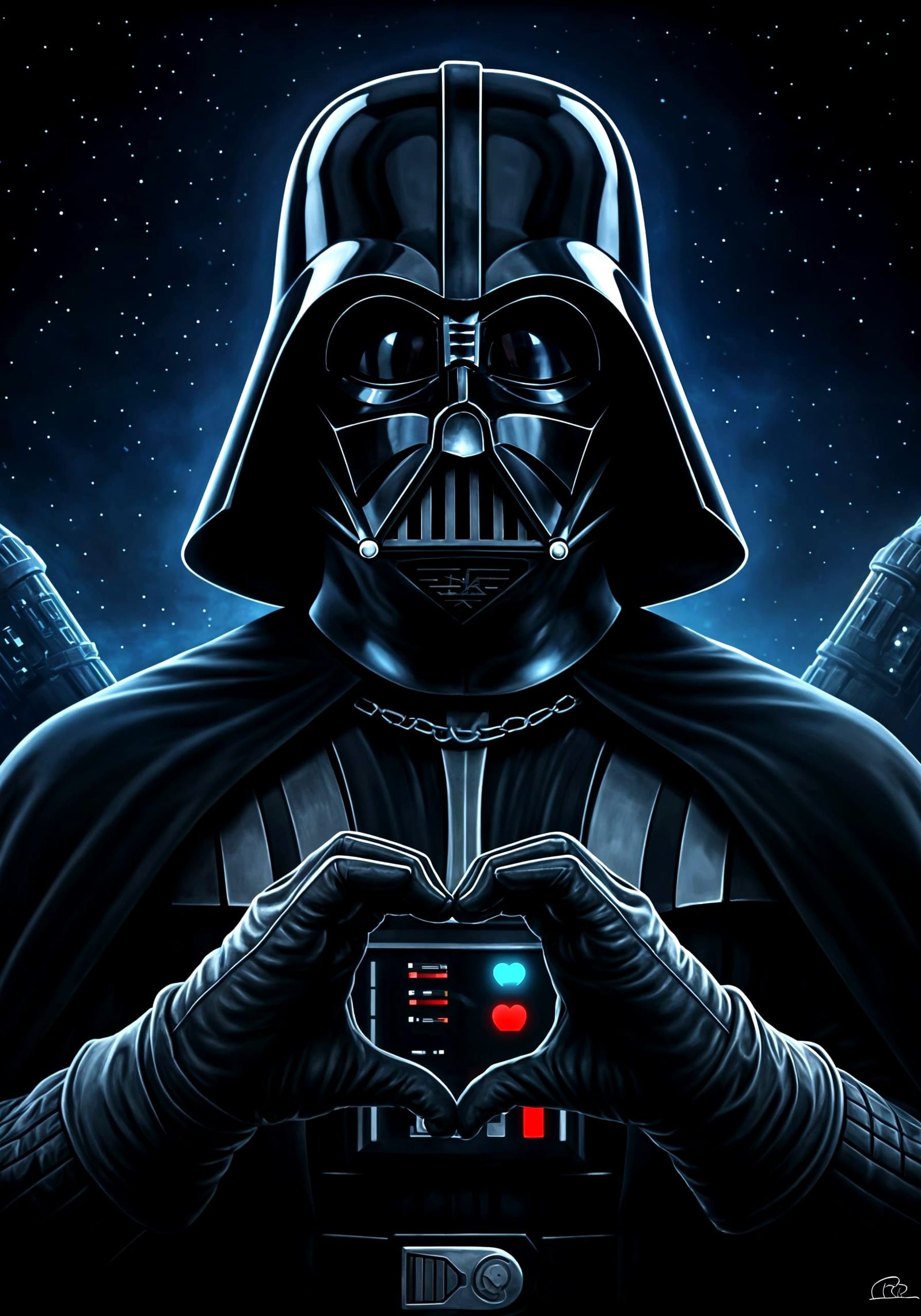 Darth Vader Smiles in Cosmic Love