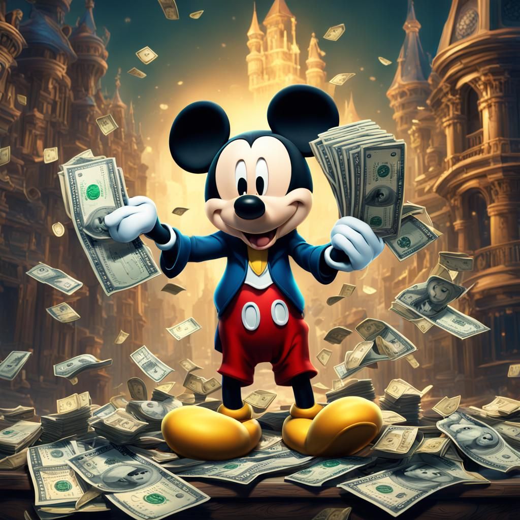 Greedy Mickey Mouse Cartoon with Money