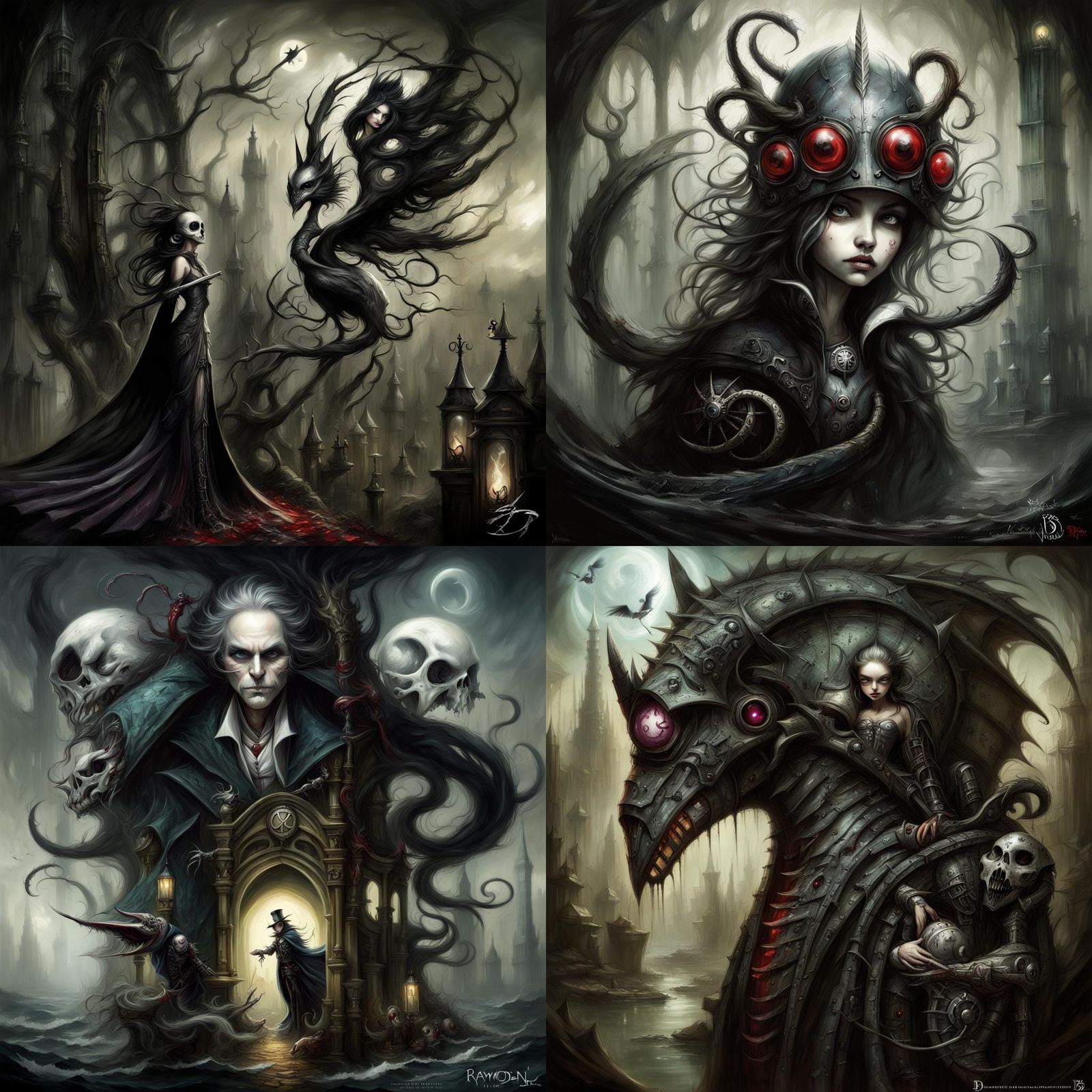 Dark Fantasy Character Portrait in Mixed Styles