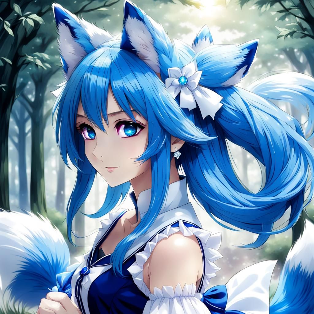 Anime Girl with Fox Features in Manga Style