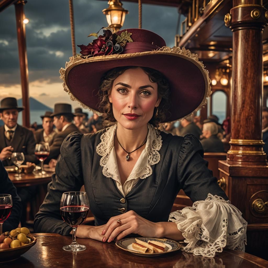 Nineteenth Century Traveler Aboard Ship, Cinematic Still