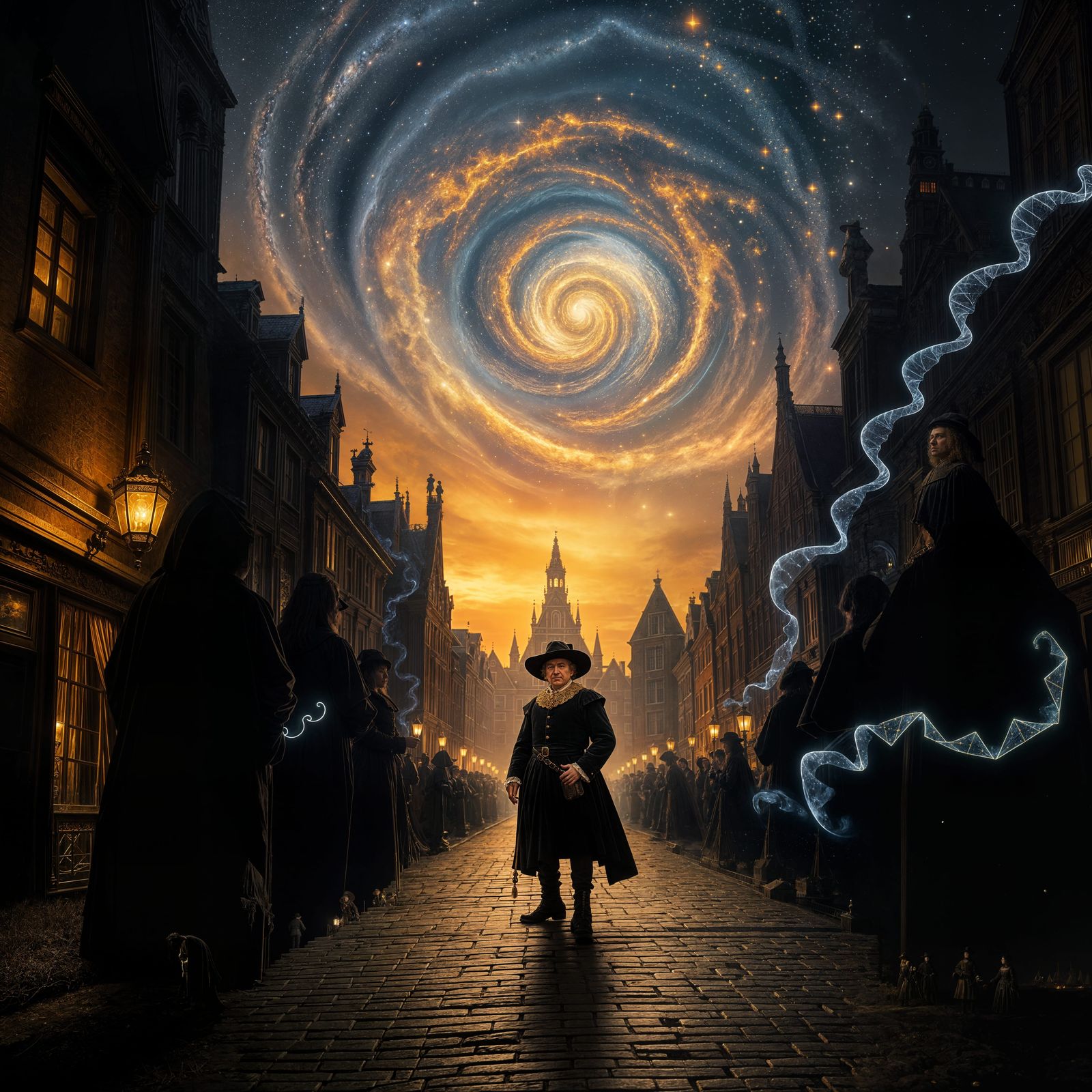 Rembrandt in Dark Amsterdam's Mystical Night