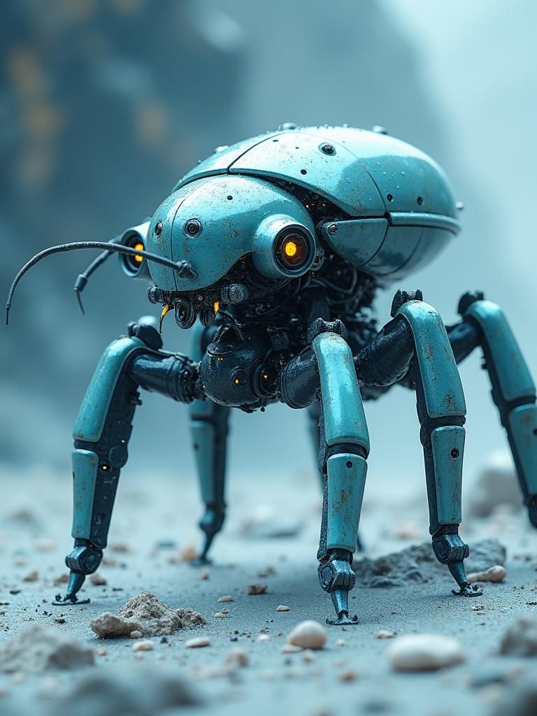 Insectoid Robot Navigating Neptune's Icy Terrain