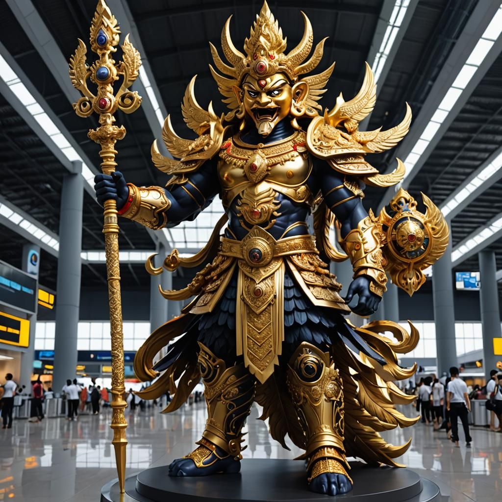 Guardian Yaksha Statue at Bangkok Airport: Anime Art