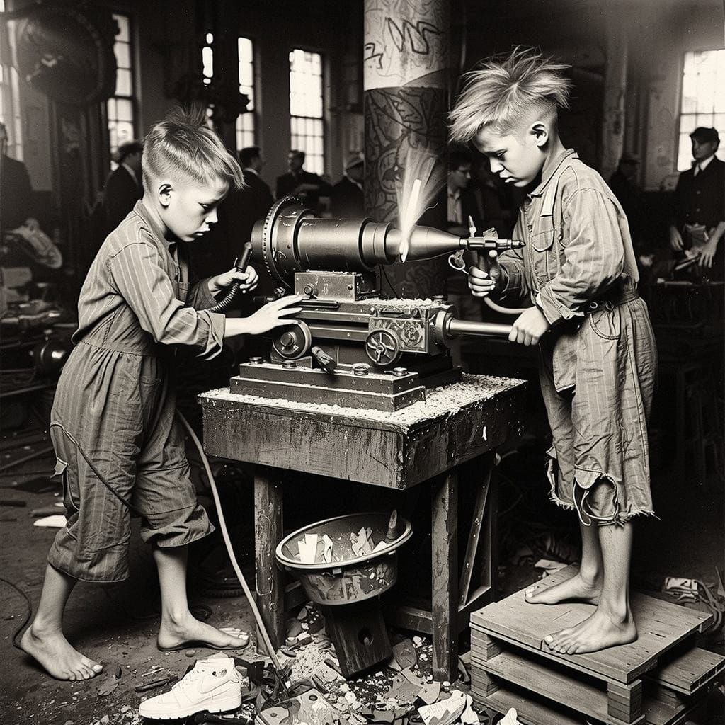 Abandoned Factory in Dystopian Futurism Style