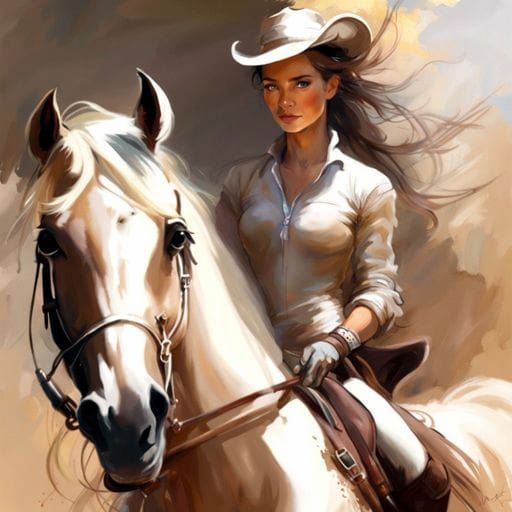 Beautiful Equestrian Woman in Fantasy Art Style
