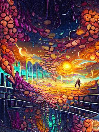 Multiverse Walkway: A Colorful Digital Illustration