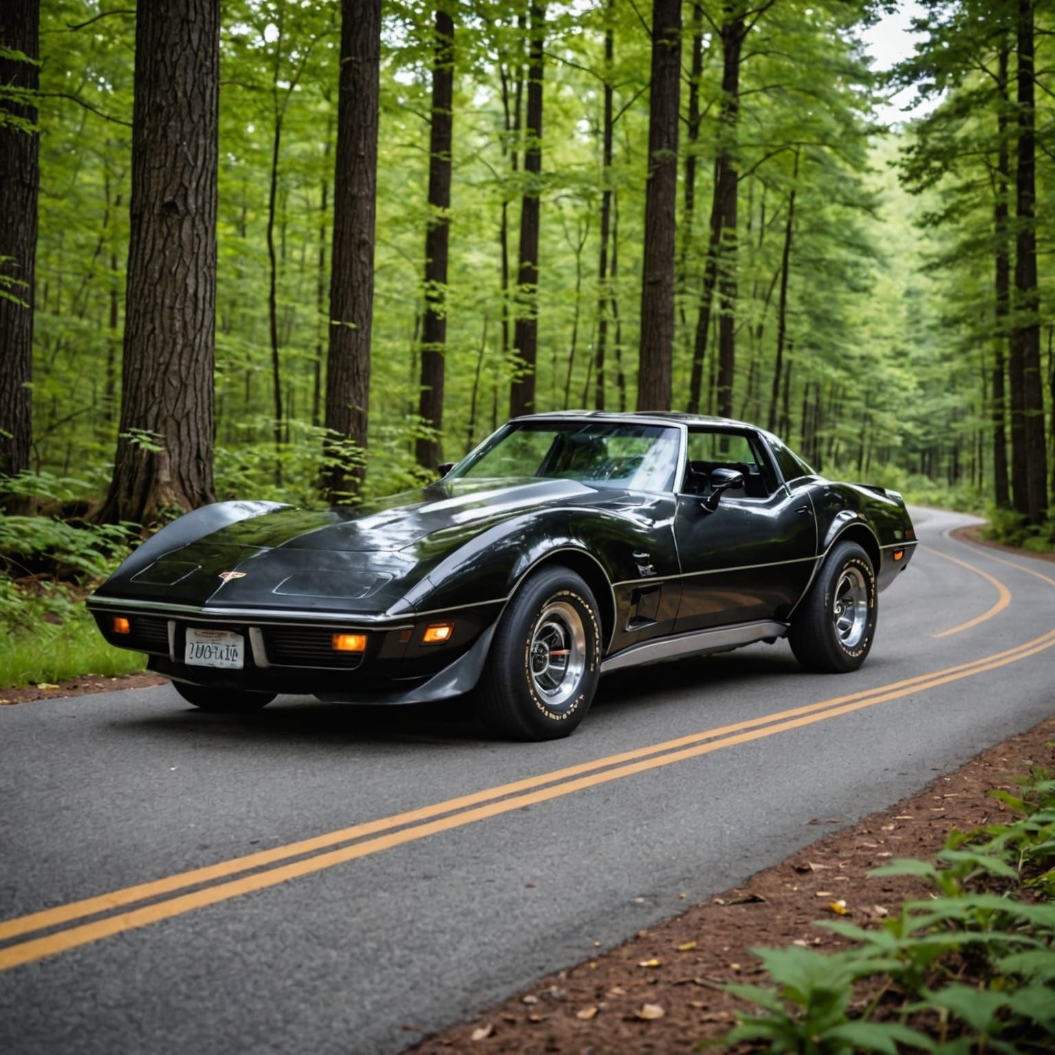 Black 1978 Corvette Pace Car Cruises Through Forest